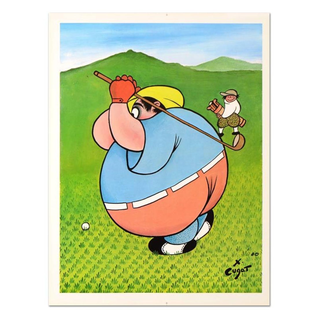 Xavier Cugat (1900-1990), "Fat Golfer" Limited Edition Lithograph, Numbered and Plate Signed with: Fat Golfer is a limited edition lithograph on paper by Xavier Cugat (1900-1990), numbered and bearing the plate signature of the artist. Includes Letter of Authenticity. Measures approx. 22" x 28"