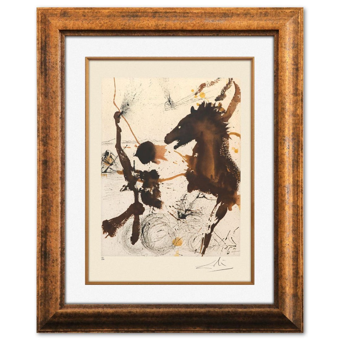 Salvador Dali- Original Lithograph "The Pioneers of Israel": Artist: Salvador Dali. Medium: Original Lithograph. Title: The Pioneers of Israel. Size: 20" x 16". Measures approx. 35" x 29" (framed). Signature: Hand signed and numbered. Certificate of Authenticit