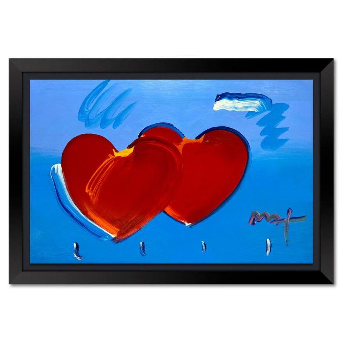 Peter Max, "Two Hearts as One" Framed One-of-a-Kind Mixed Media, Hand Signed with Registration (1 of 2)
