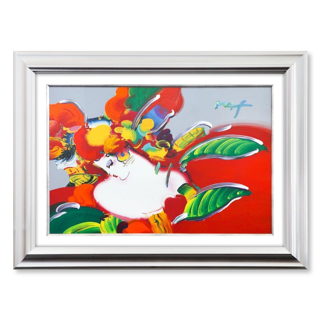Peter Max- Original Mixed Media "Women In Love": Artist: Peter Max. Medium: Original Mixed Media. Title: Women In Love. Size: 24" x 36". Measures approx. 35" x 47" (framed). Signature: Hand signed. Certificate of Authenticity: Is included. Reference
