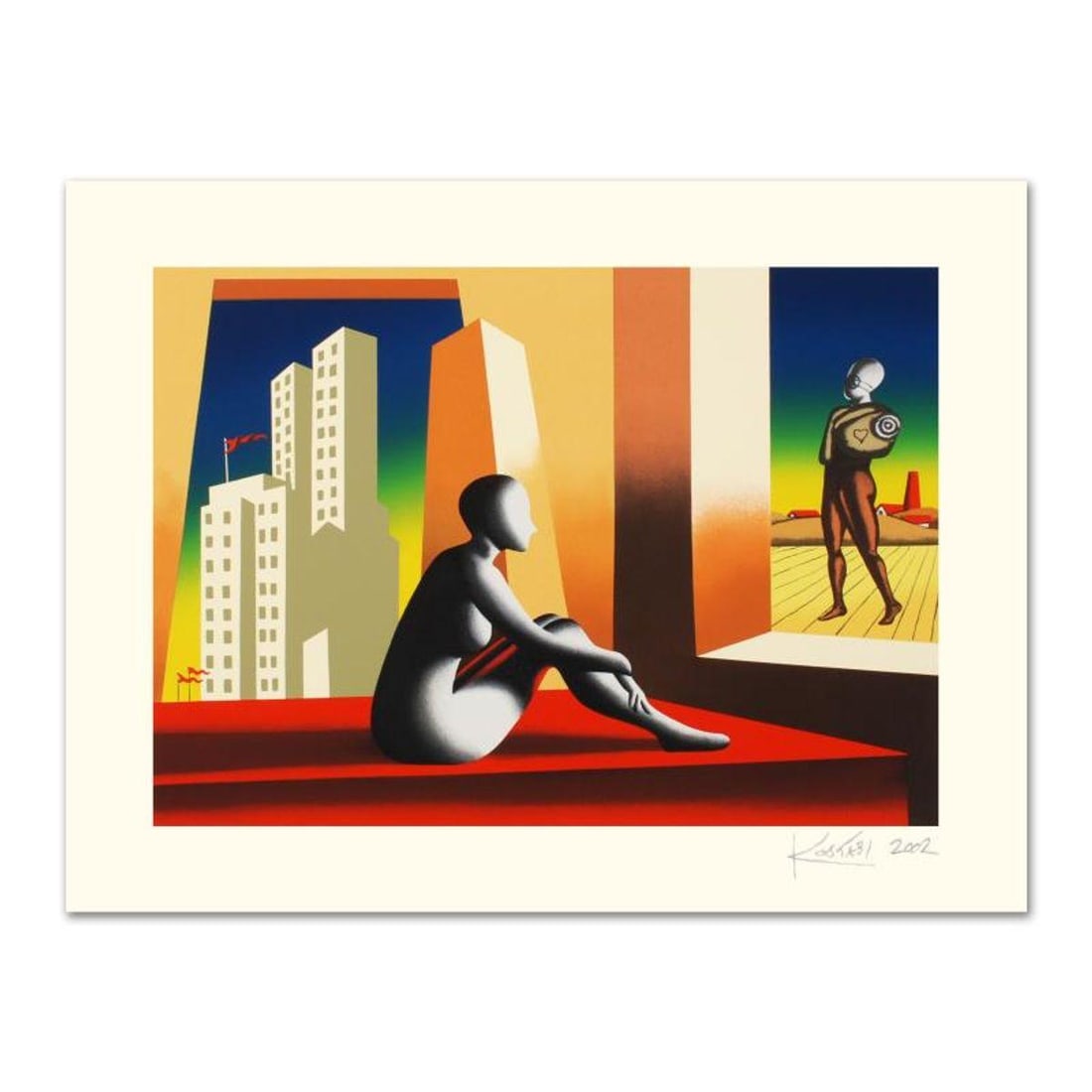 Mark Kostabi, "Windows Of Opportunity" Limited Edition Serigraph, Numbered and Hand Signed with: Windows Of Opportunity is a limited edition serigraph on paper, numbered and hand signed by Kostabi. Includes Certificate of Authenticity! Measures approx. 35.5" x 27.5" (with border), 29.5" x 21.5"