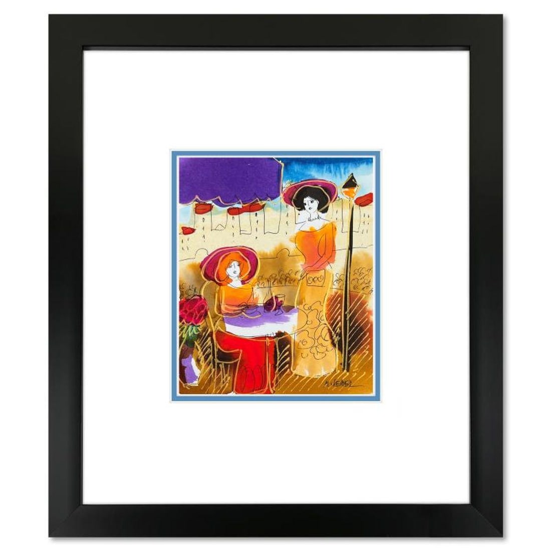 Moshe Leider, Framed Original Mixed Media Watercolor Painting, Hand Signed with Letter of: This is an original mixed media watercolor painting on paper by Moshe Leider. Hand signed by the artist, this piece comes custom framed and includes a Letter of Authenticity. Measures approximately 15