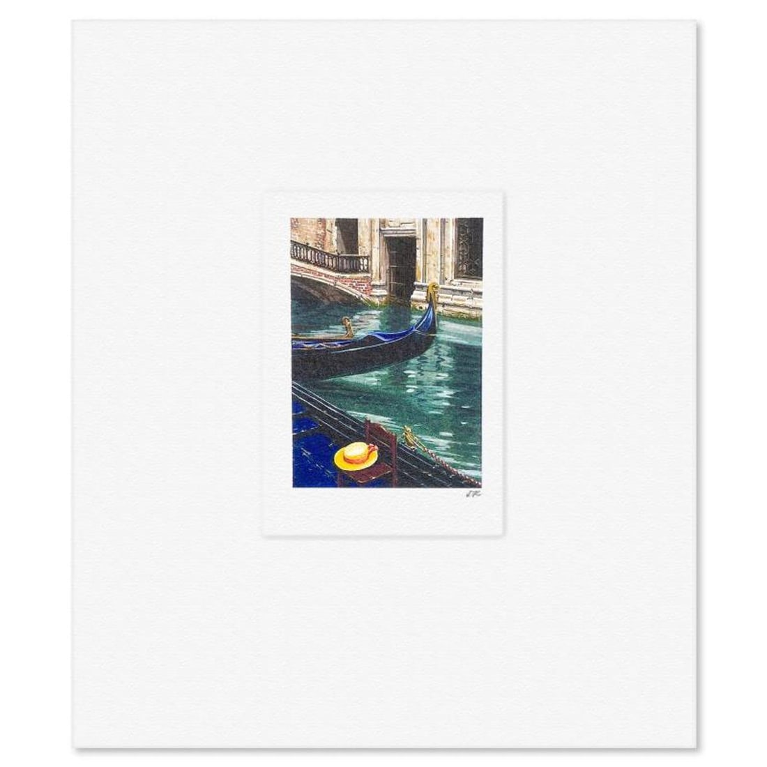 Liudmila Kondakova, "Gondola at Rest" Limited Edition Lithograph, Numbered and Hand Signed with: Gondola at Rest is a limited edition lithograph on paper by Liudmila Kondakova, hand signed by the artist. Includes Letter of Authenticity. Measures approx. 7" x 6" (border), 2.5" x 2" (image). Refere