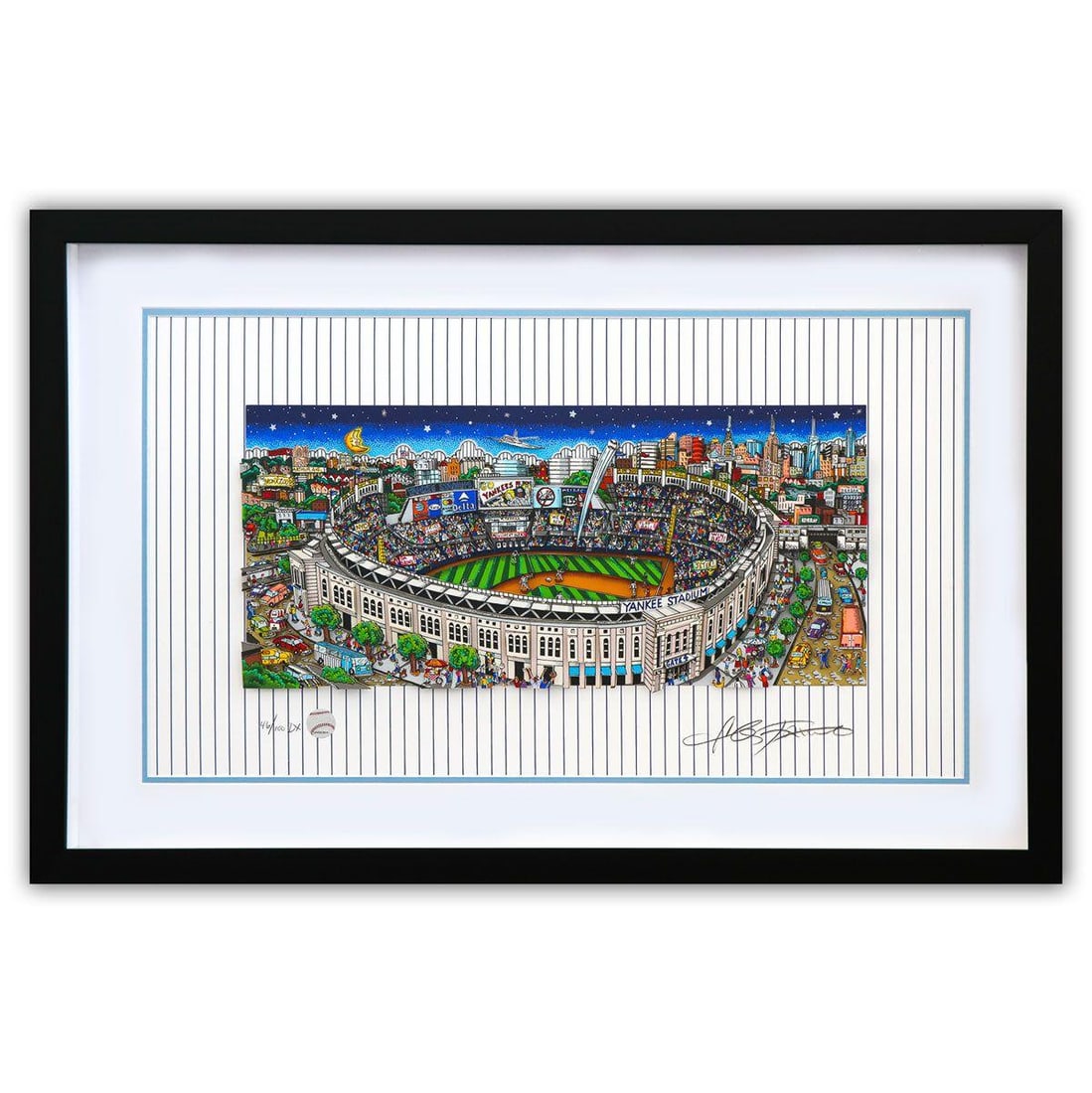 Charles Fazzino- 3D Construction Silkscreen Serigraph "Pinstripe Pride": Artist: Charles Fazzino. Medium: 3D Construction Silkscreen Serigraph. Title: Pinstripe Pride. Size: 15.75" x 27.5". Measures approx. 24" x 36" (framed). Signature: Hand Signed and numbered by the art