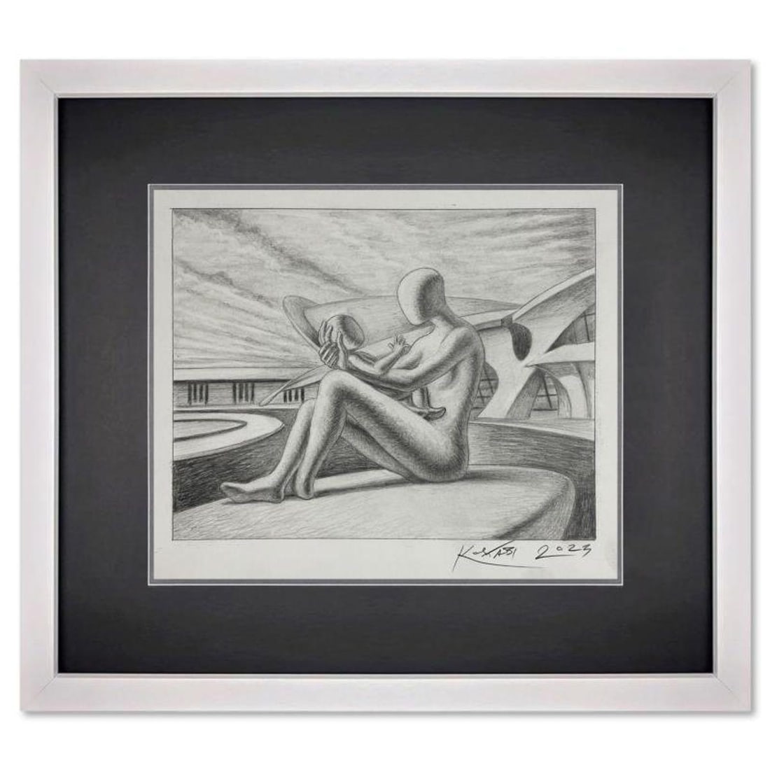 Mark Kostabi, "You'll Go Far" Framed Original Drawing on Paper, Hand Signed with Certificate of: You'll Go Far is an original drawing on paper by Mark Kostabi, hand signed by the artist. This piece comes custom framed. Includes Certificate of Authenticity. Measures approx. 14" x 14.5" (frame), 8"