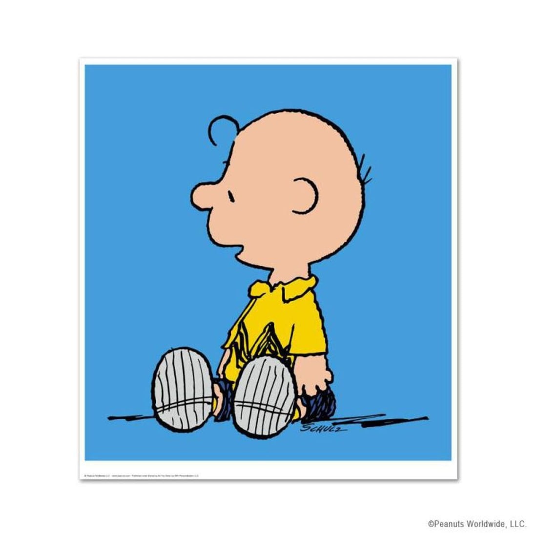Peanuts, "Charlie Brown: Blue" Hand Numbered Limited Edition Fine Art Print with Certificate of: A vibrant and striking edition portraying the simple yet emotive art of Charles. M. Schulz, creator of PEANUTS . You'll love the color, it really POPS in person! It looks incredible on the wall and wi