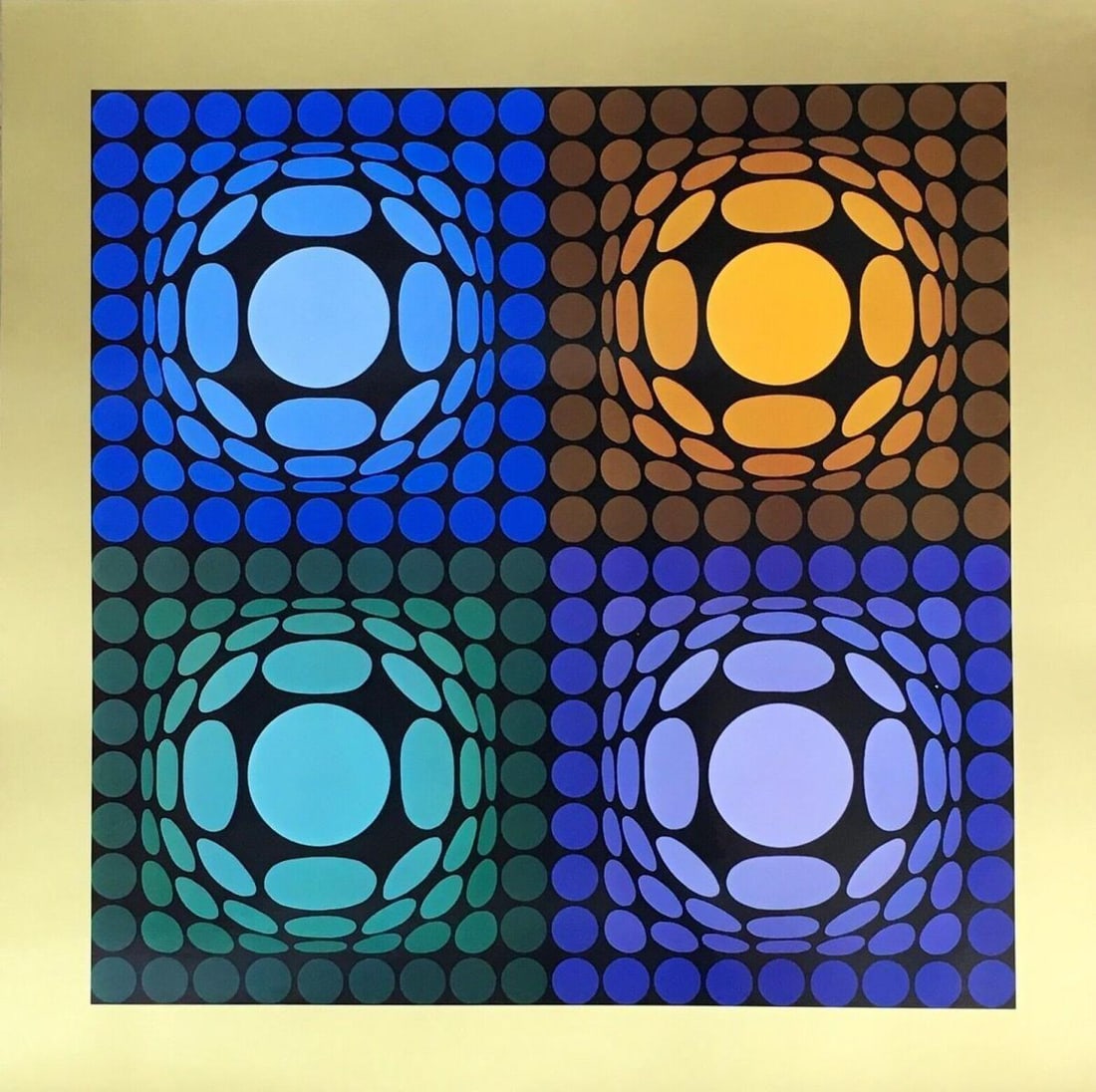 VICTOR VASARELY - ORIGINAL HELIOGRAVURE PRINT ON PAPER "VEGA - BI - ARCT": Artist: VICTOR VASARELY . Medium: ORIGINAL HELIOGRAVURE PRINT ON PAPER. Title: VEGA - BI - ARCT. Size: 23" x 23". Additional: THIS PIECE IS TITLED AND DATED INVERSO. Reference#: 34418.