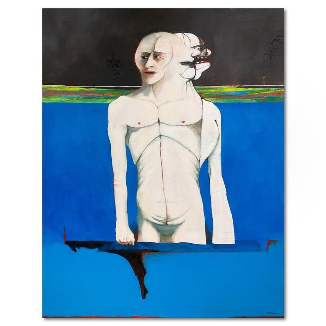 Milton Berwin (1925-2023), Original Painting on Canvas (66" x 52"), Hand Signed with Letter of: This is an original painting on stretched canvas by Milton Berwin (1925-2023), hand signed by the artist. Includes Letter of Authenticity. Measures approx. 66" x 52" (image). There are a two very fain