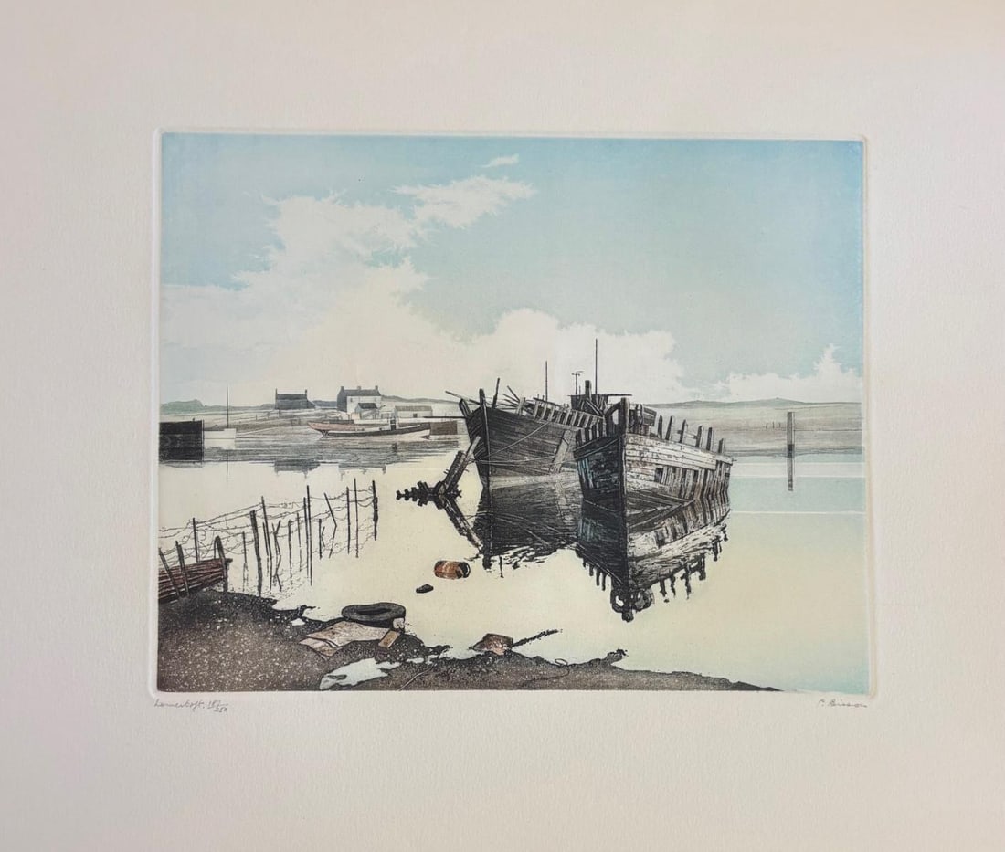 P. Bisson- Etching on paper: Artist: P. Bisson. Medium: Etching on paper. Size: 20" x 16". Signature: Hand Signed and numbered. Reference#: 33535.