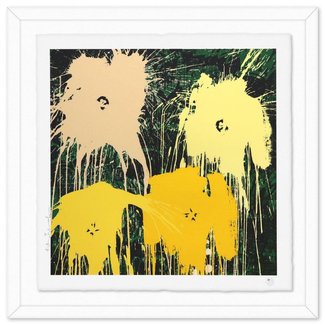 Mr Brainwash- Silkcreen on Paper "Flowarh$ - II (B), 2021": Artist: Mr Brainwash. Medium: Silkcreen on Paper. Title: Flowarh$ - II (B), 2021. Size: 24" x 24". Measures approx. 30" x 30" (framed). Signature: Hand signed and numbered. Certificate of