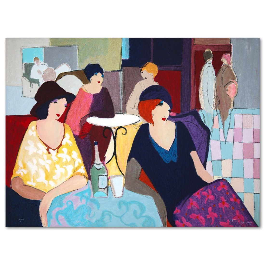 Itzchak Tarkay- Serigraph "Aperitif": Artist: Itzchak Tarkay. Medium: Serigraph. Title: Aperitif. Size: 32" x 42". Signature: Hand Signed. Reference#: 74745.