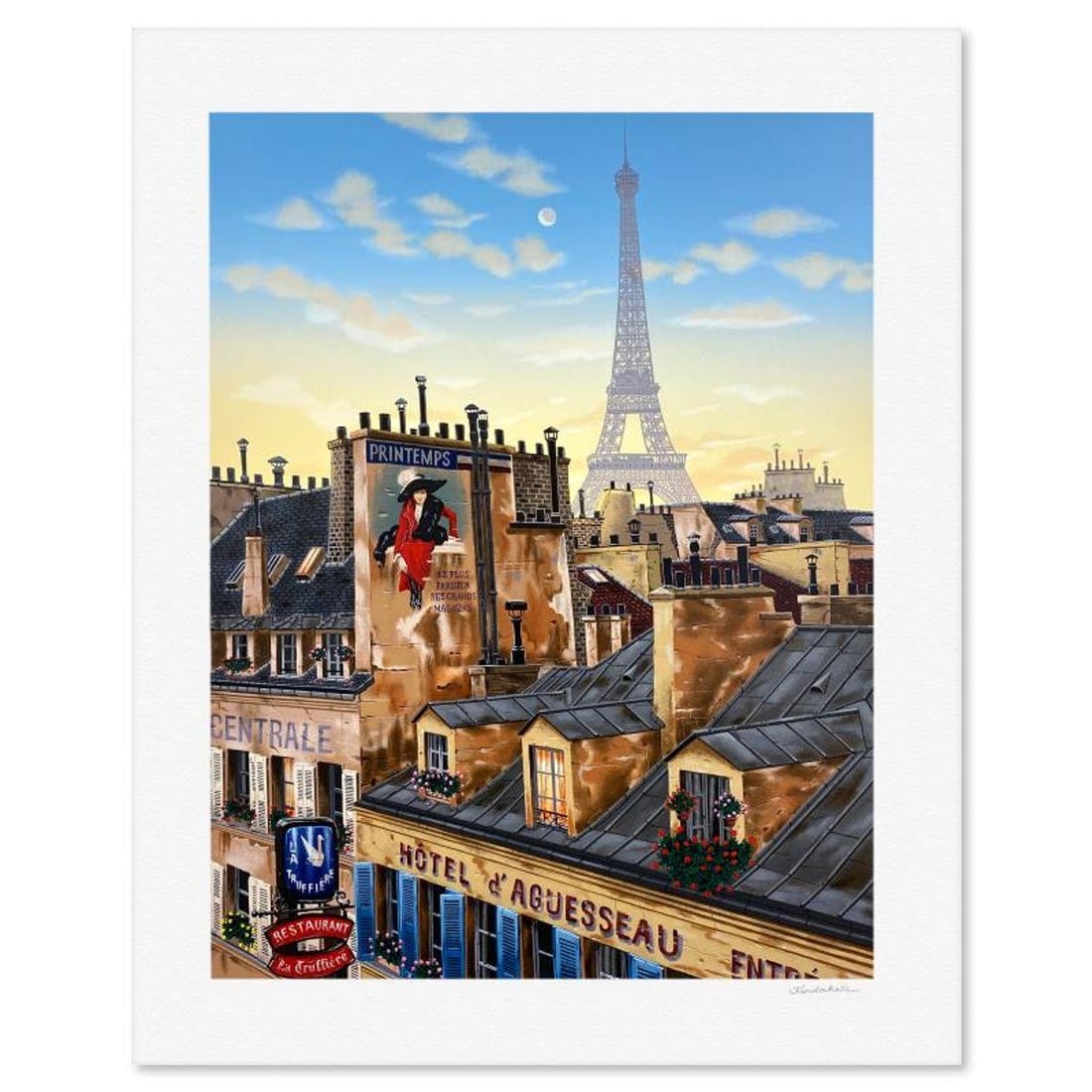 Liudmila Kondakova, "Paris Morning (Rooftops of Paris)" Limited Edition Serigraph, Numbered and Hand: Paris Morning (Rooftops of Paris) is a limited edition serigraph on paper by Liudmila Kondakova, hand signed by the artist. Includes Letter of Authenticity. Measures approx. 31" x 25" (border), 25.5"