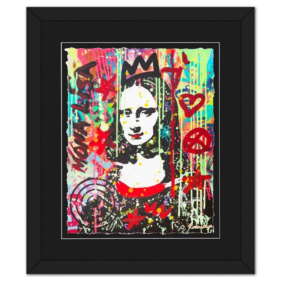Nastya Rovenskaya- Original Mixed Media on Deckle Edge Paper "The Colours of Mona Lisa": Artist: Nastya Rovenskaya. Medium: Original Mixed Media on Deckle Edge Paper. Title: The Colours of Mona Lisa. Size: 20" x 16". Measures approx. 29" x 25" (framed). Signature: Hand Signed. Certificate