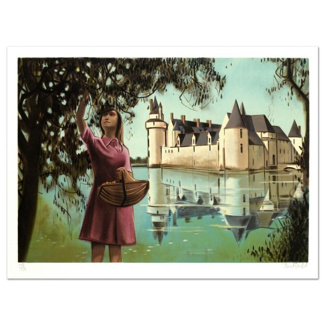 Robert Vernet Bonfort, "Fruit Trees" Limited Edition Lithograph, Numbered and Hand Signed.: Fruit Trees is a limited edition lithograph on paper by Robert Vernet Bonfort, numbered and hand signed by the artist! Measures approx. 29.5" x 21" (border), 27" x 19" (image). Reference#: 93844.