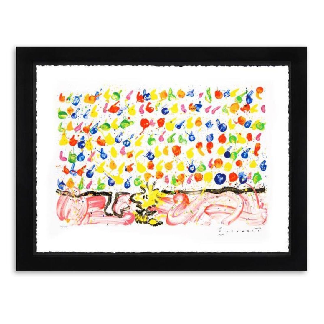 Tom Everhart, "Tweet Tweet" Framed Limited Edition Hand Pulled Original Lithograph. Hand Signed,: Tweet Tweet is a limited edition hand pulled original lithograph on museum quality deckle-edge paper by Tom Everhart. The piece is numbered, and hand signed by the artist. This is one of the final