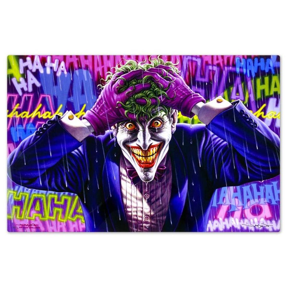 DC Comics & Jason Edmiston, "The Joker: Last Laugh" Limited Edition on Aluminum, PP Numbered 1/2 and: The Joker: Last Laugh is a limited edition giclee on aluminum from DC Comics and Jason Edmiston, PP numbered 1/2 and bearing the authorized signature of the artist. Includes Letter of Authenticity.