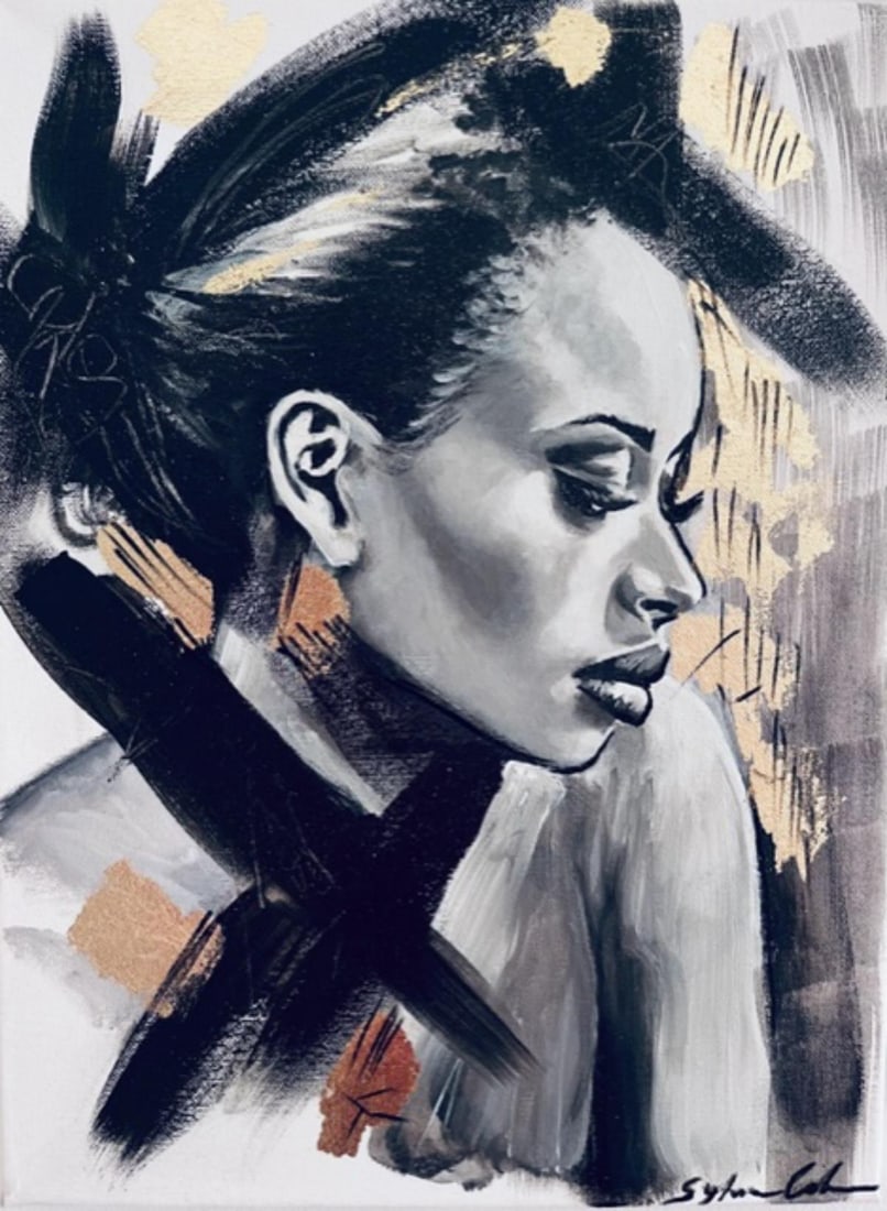 Sylvia Cohen- Original painting on canvas with gold leaf: Artist: Sylvia Cohen. Medium: Original painting on canvas with gold leaf. Size: 12" x 16". Signature: Signed. Reference#: 34450.