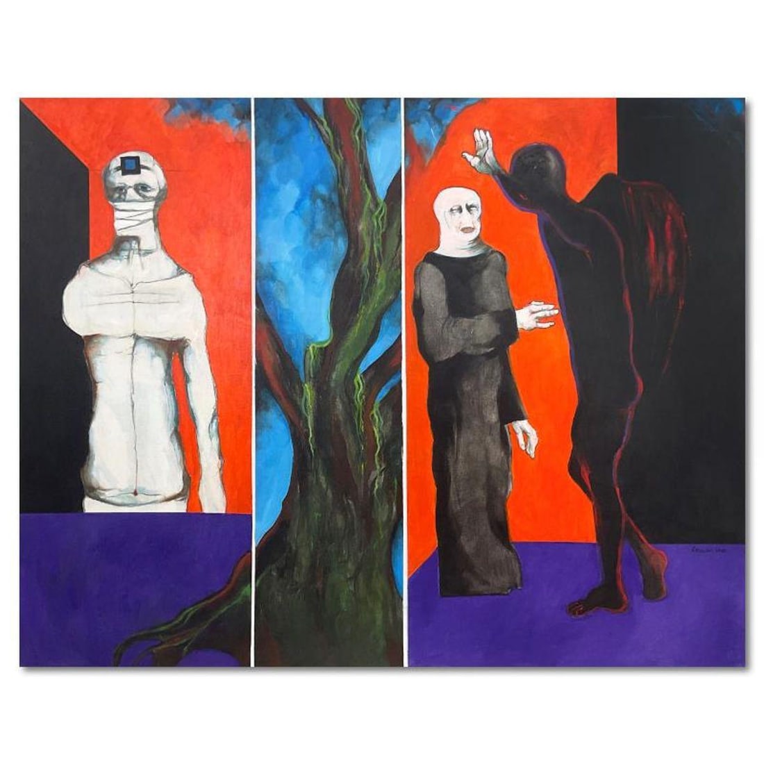 Milton Berwin (1925-2023), Original Painting on on Canvas (48" x 62"), Hand Signed with Letter of: This is an original painting on stretched canvas by Milton Berwin (1925-2023), hand signed by the artist. Includes Letter of Authenticity. Measures approx. 48" x 62" (image).