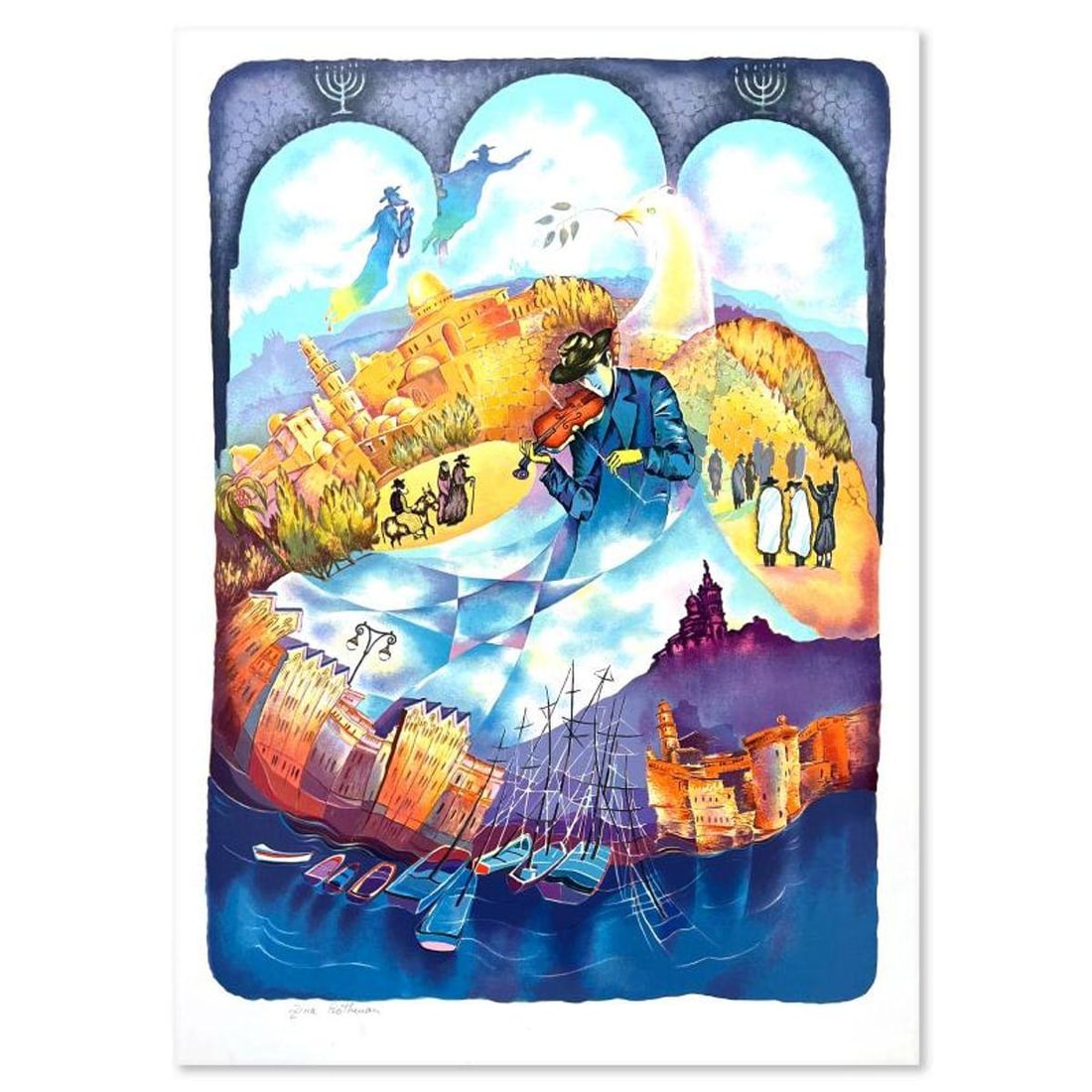 Zina Roitman, Limited Edition Serigraph, Hand Signed and Numbered, Letter of Authenticity.: This is a limited edition serigraph on paper by Zina Roitman. The piece comes hand signed by the artist, numbered, and with a letter of authenticity. Measures approximately 25.5" x 18". Reference#: