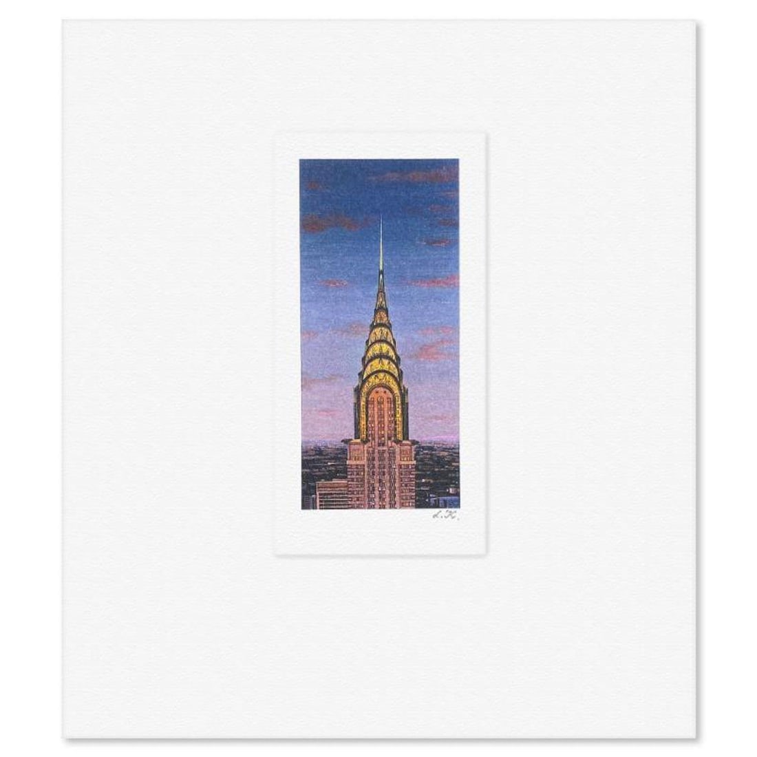 Liudmila Kondakova, "Chrysler Building" Limited Edition Lithograph, Numbered and Hand Signed with: Chrysler Building is a limited edition lithograph on paper by Liudmila Kondakova, hand signed by the artist. Includes Letter of Authenticity. Measures approx. 7" x 6" (border), 3.5" x 1.5" (image).