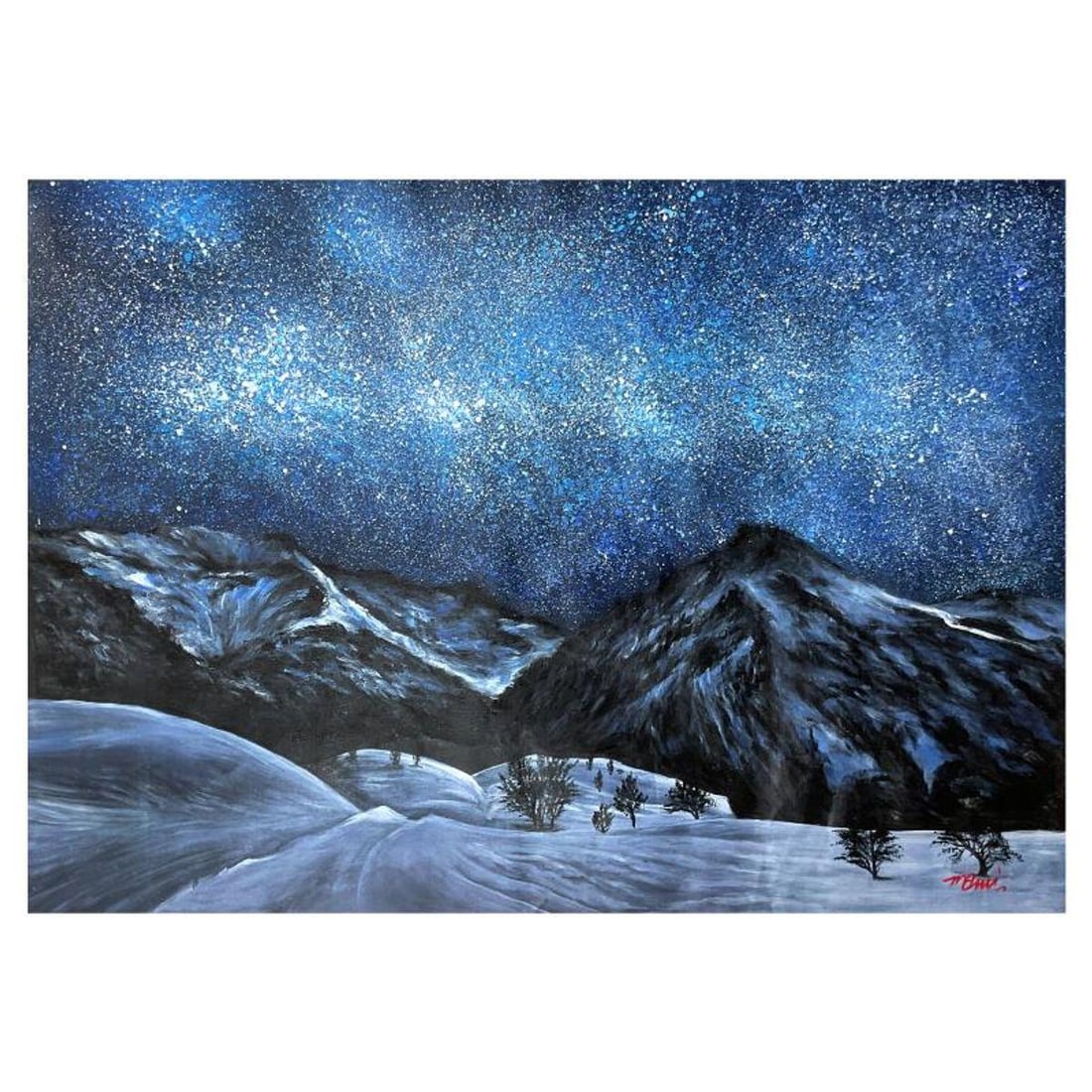 Mani, Original Acrylic Painting on Canvas (35" x 48"), Hand Signed with Letter of Authenticity.: This is an original acrylic painting on canvas by Mani, hand signed by the artist. Includes Letter of Authenticity. Measures approx. 35" x 48" (image). There are very minor creases that may be conceal