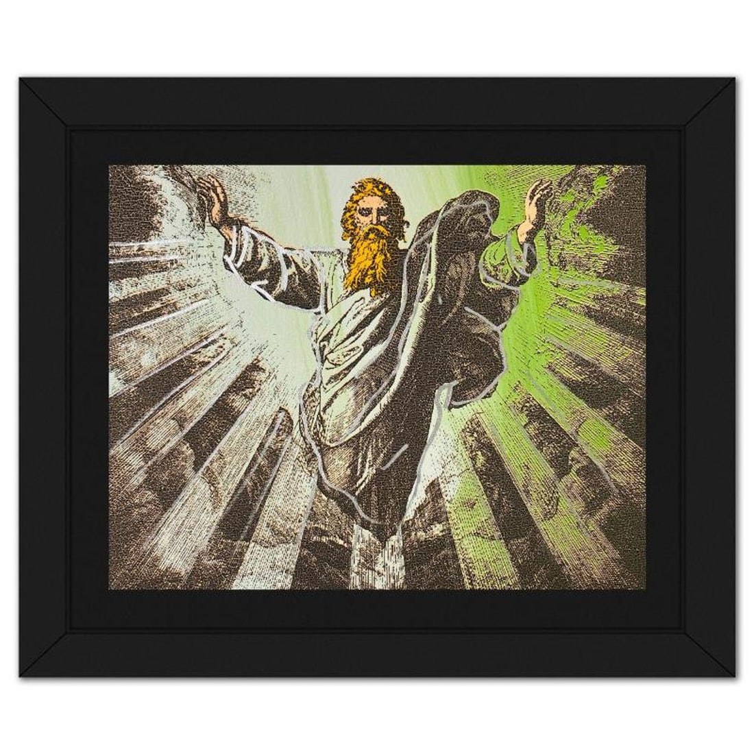 Steve Kaufman (1960-2010), "The Creation" Framed Hand Embellished Limited Edition Silscreen,: The Creation is a hand embellished limited edition silkscreen on canvas by Andy Warhol protege, Steve Kaufman (1960-2010), numbered 6/50 inverso and hand signed by the artist. This piece comes custom