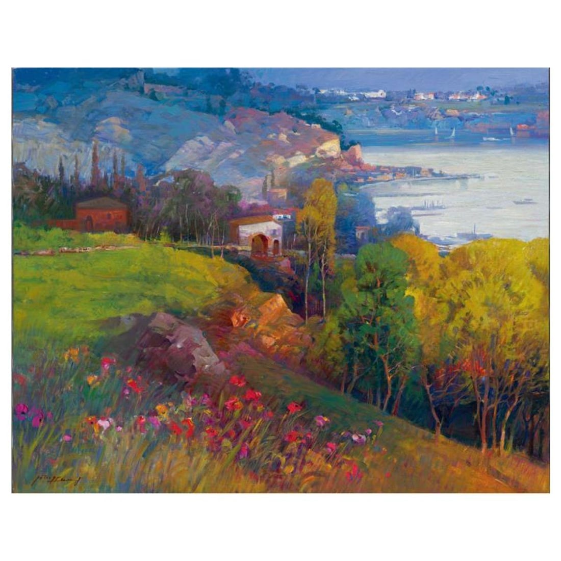 Ming Feng, "Seaview" Hand Embellished Limited Edition on Canvas, Numbered and Hand Signed with: Seaview is a hand embellished limited edition giclee on canvas by Ming Feng, numbered and hand signed by the artist. Includes Letter of Authenticity. Measures approx. 30" x 24" (image).