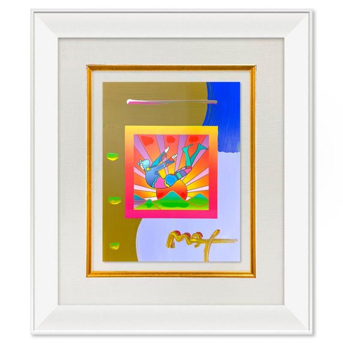 Peter Max, "Cosmic Flyer" Framed One-of-a-Kind Acrylic Mixed Media, Hand Signed with Registration (1 of 2)