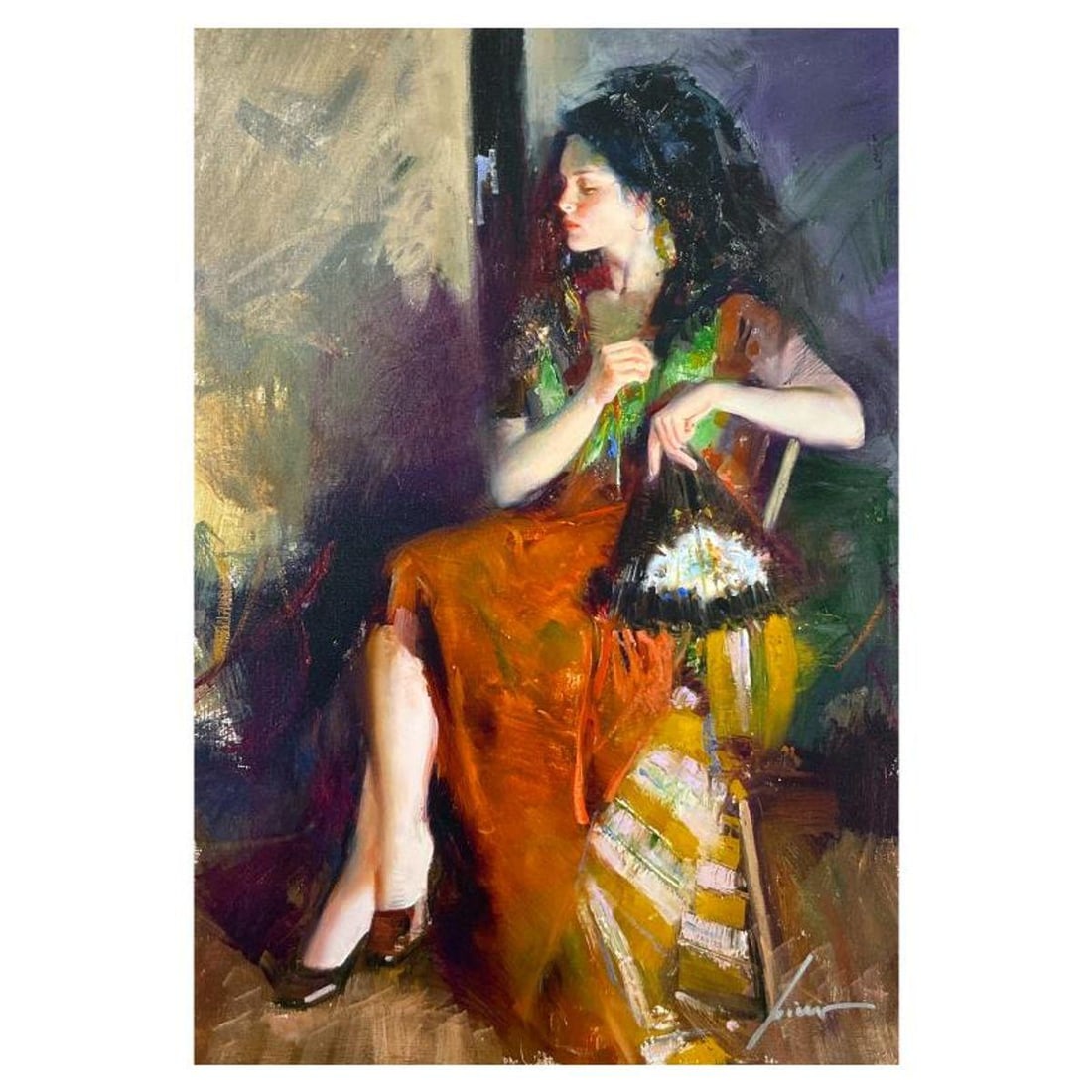 Pino (1939-2010) "Spanish Beauty" Limited Edition on Canvas, Numbered and Hand Signed with: Spanish Beauty is a limited edition giclee on canvas by Pino (1939-2010), numbered and hand signed by the artist. Includes Certificate of Authenticity. Measures approx. 24" x 16" (image). Reference#: