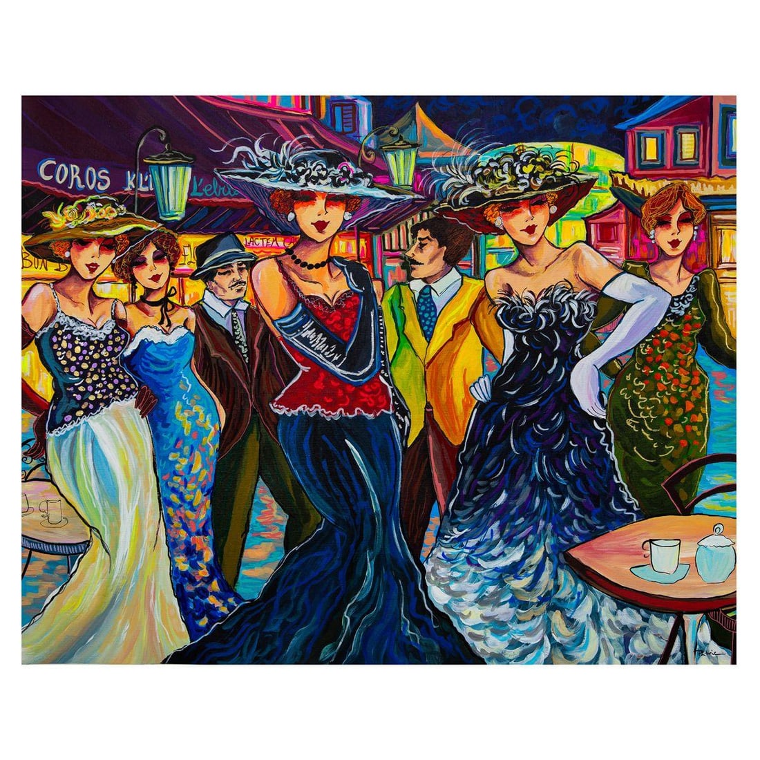 Patricia Govezensky- Original Acrylic on Canvas "An Evening on the Boulevard": Artist: Patricia Govezensky. Medium: Original Acrylic on Canvas. Title: An Evening on the Boulevard. Size: 24" x 30". Signature: Hand Signed by the Artist. Certificate of Authenticity: Is included.