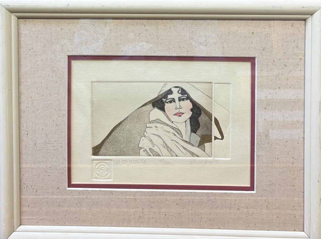 DAWN MARIE- Etching on paper: Artist: DAWN MARIE. Medium: Etching on paper . Measures approx. 12" x 16" (framed). Signature: Hand signed and numbered. Reference#: 33302.