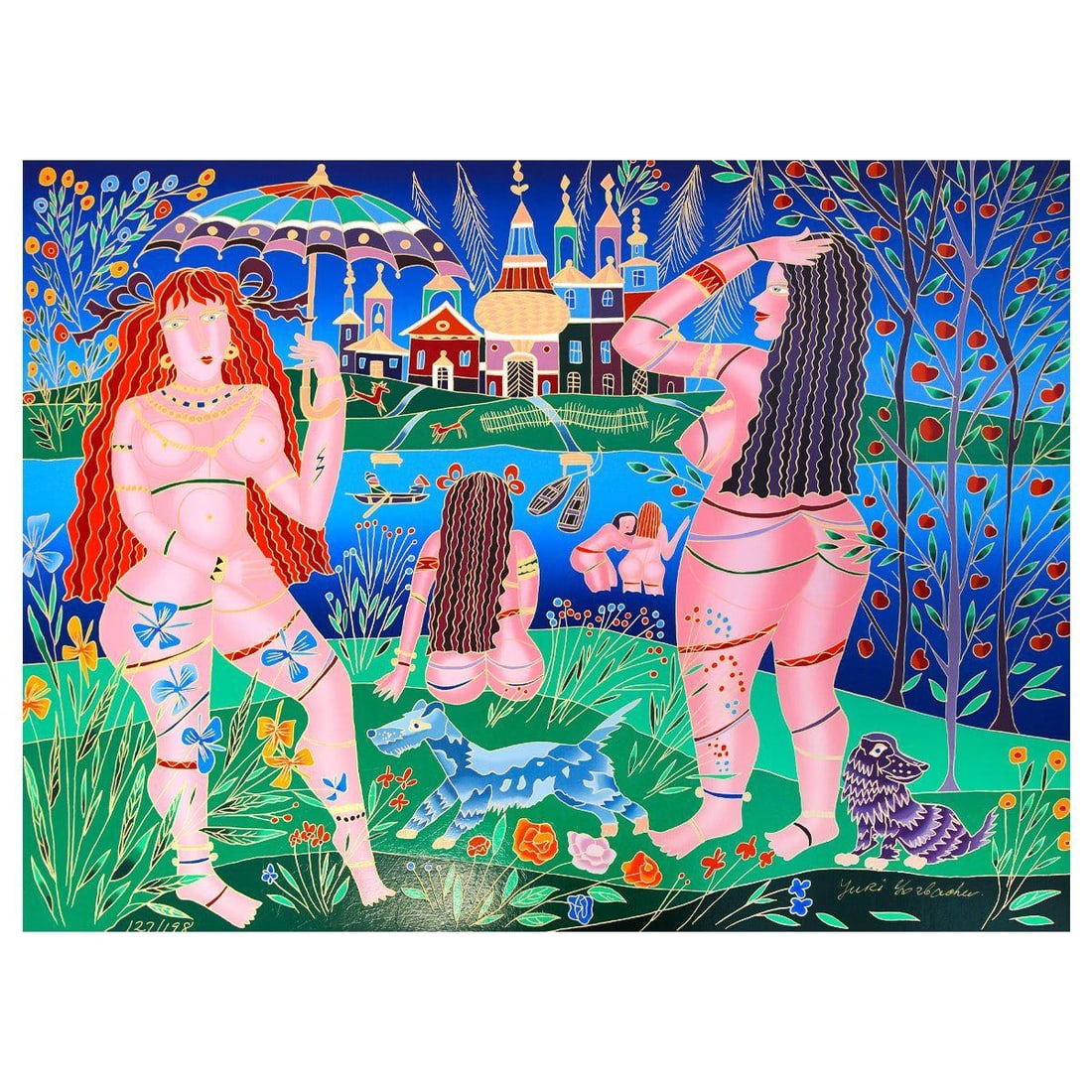 Yuri Gorbachev- Serigraph "The Bathers": Artist: Yuri Gorbachev. Medium: Serigraph. Title: The Bathers. Size: 36" x 45". Reference#: 80591.