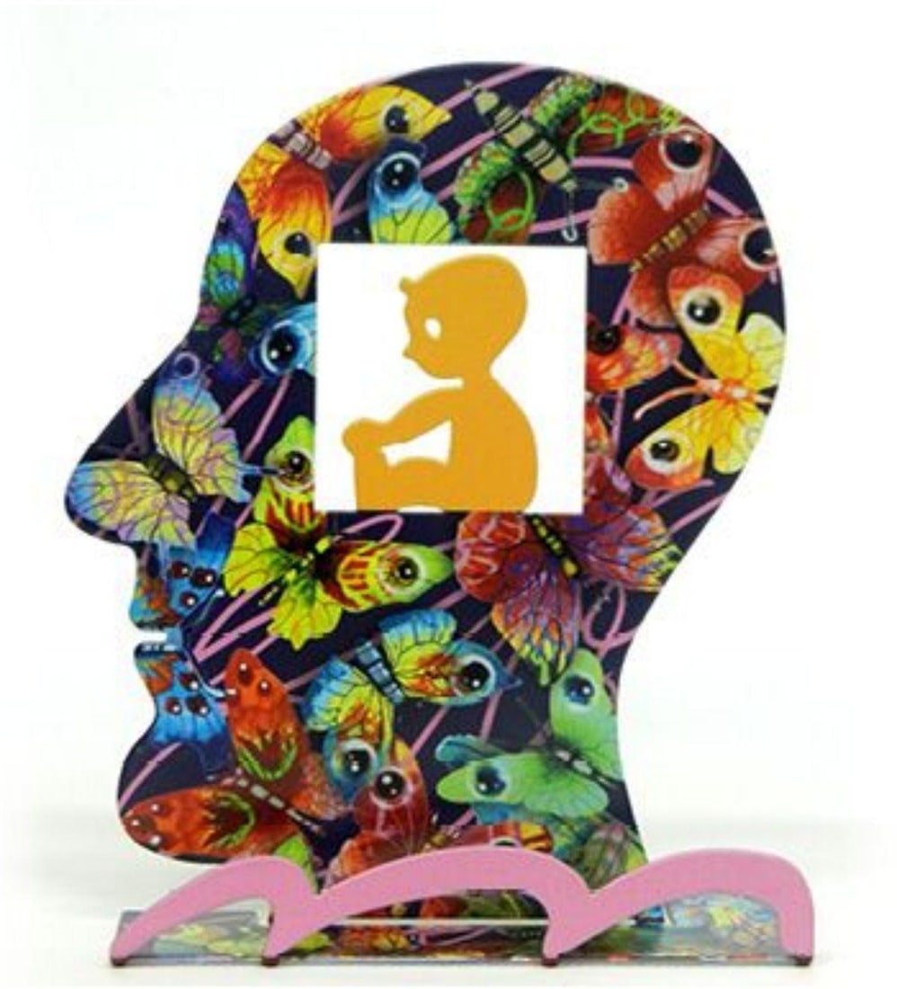David Gerstein- Free Standing Sculpture "Head Baby": Artist: David Gerstein. Medium: Free Standing Sculpture. Title: Head Baby. Size: 7.8" x 6.7". Signature: Signed by the artist. Certificate of Authenticity: Is included. Additional: This piece is free