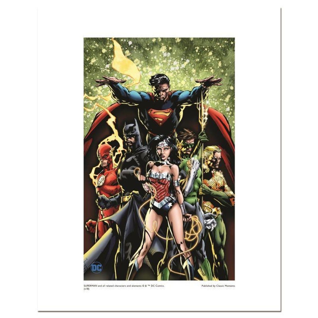 DC Comics, "Justice League" Numbered Limited Edition Giclee with Certificate of Authenticity.: Justice League is a limited edition giclee on paper licensed by DC Comics. Based on variant cover art done by David Finch for 2011's comic of the same title, this piece is numbered and includes