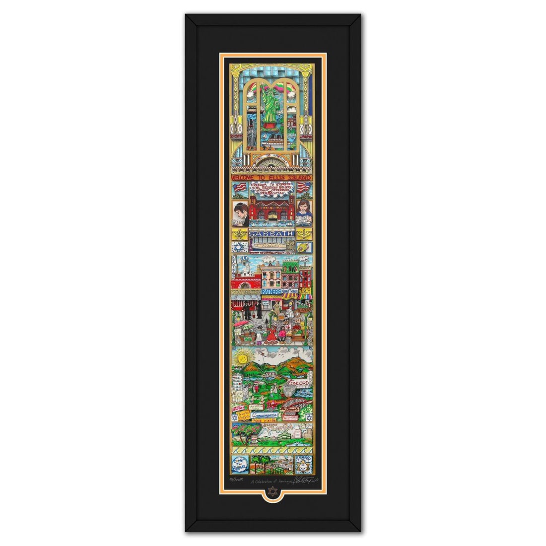 Charles Fazzino- 3D Construction Silkscreen Serigraph "A Celebration of Heritage": Artist: Charles Fazzino. Medium: 3D Construction Silkscreen Serigraph. Title: A Celebration of Heritage. Size: 38" x 9". Measures approx. 44" x 15" (framed). Signature: Hand signed and numbered. Certi
