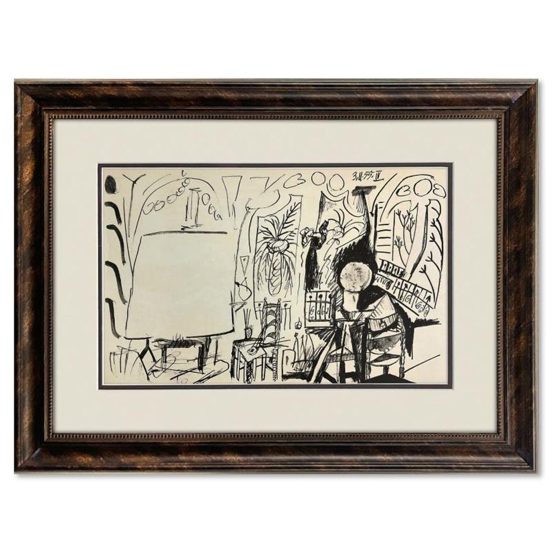 Pablo Picasso (1881-1973), "Carnet de Californie 3.11.55-IV" Vintage Lithograph Lithograph on Paper (1 of 2)