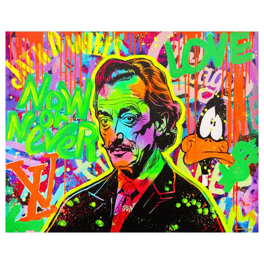 Nastya Rovenskaya- Mixed Media on Canvas "Dali": Artist: Nastya Rovenskaya. Medium: Mixed Media on Canvas. Title: Dali. Size: 16" x 20". Signature: Hand signed. Certificate of Authenticity: Is included. Reference#: 26308.