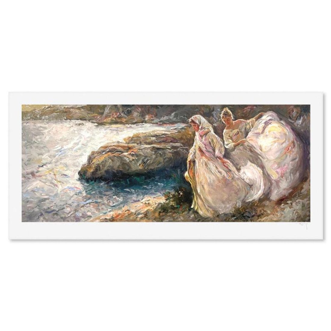 Royo, "Bajando Hacia El Mar" Limited Edition Printer's Proof Serigraph (18" x 44.5"), Numbered and: Bajando Hacia El Mar is a limited edition printer's proof serigraph on paper by Royo, numbered and hand signed by the artist. Includes Letter of Authenticity. Measures approx. 22.5" x 50" (border), 18