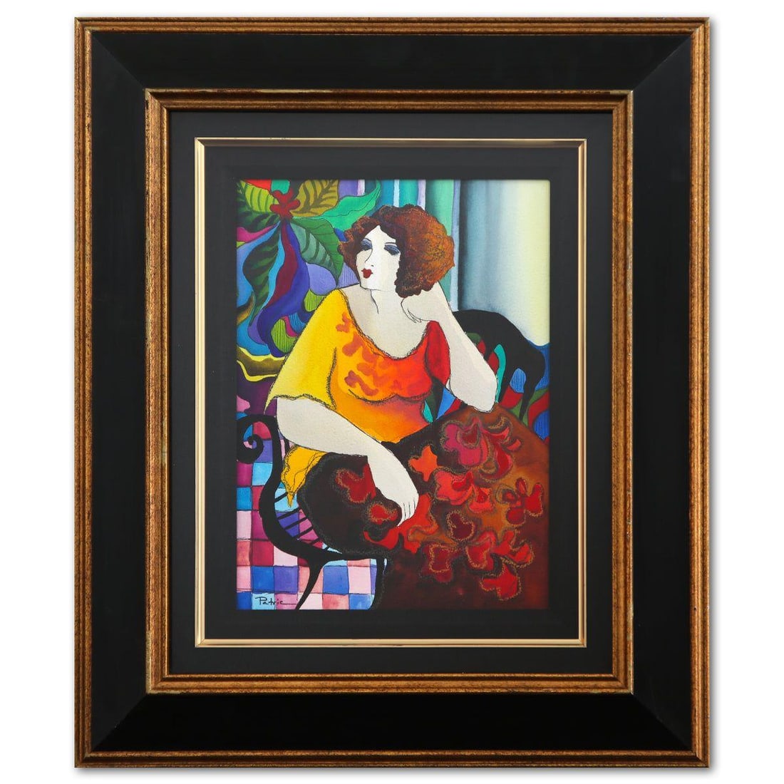 Patricia Govezensky- Original Watercolor "Quiet Contemplation": Artist: Patricia Govezensky. Medium: Original Watercolor. Title: Quiet Contemplation. Size: 14" x 11". Measures approx. 25" x 21" (framed). Signature: Hand signed. Certificate of Authenticity: Is incl