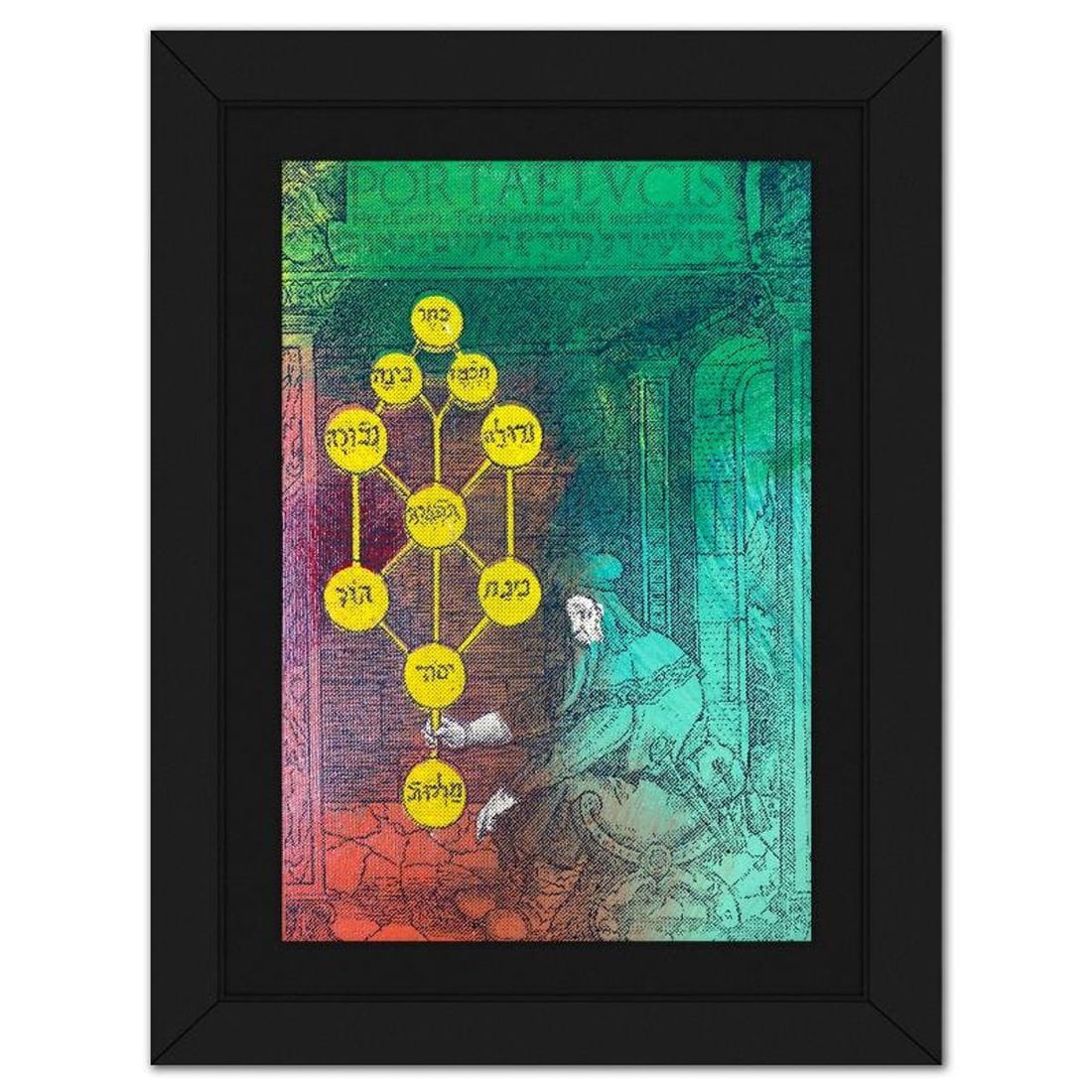 Steve Kaufman (1960-2010), "Kabbalah" Framed Hand Embellished Limited Edition Silscreen, Numbered: Kabbalah is a hand embellished limited edition silkscreen on canvas by Andy Warhol protege, Steve Kaufman (1960-2010), numbered 21/50 inverso and hand signed by the artist. This piece comes custom fra