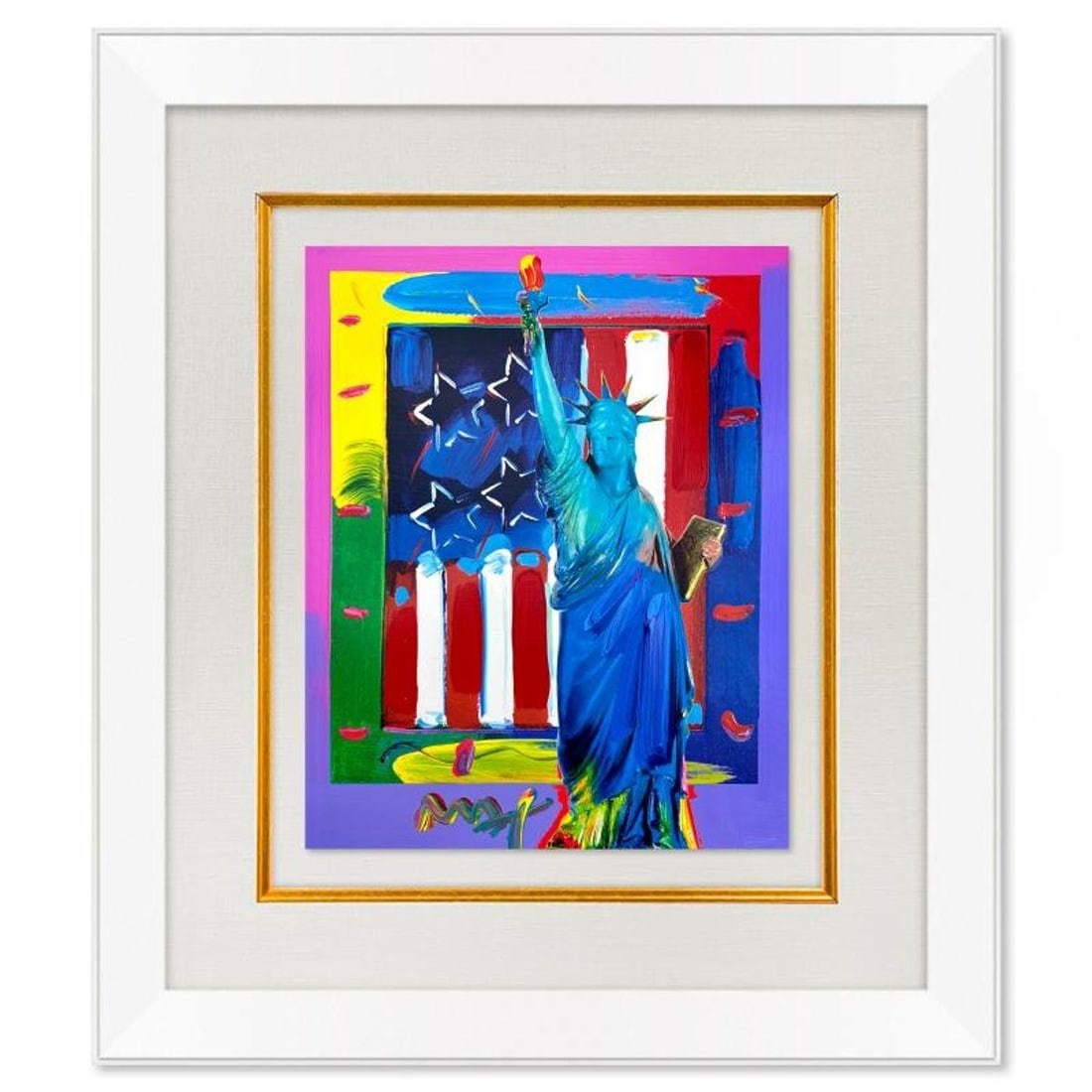 Peter Max, "United We Stand" Framed One-of-a-Kind Mixed Media, Hand Signed with Registration Number (1 of 2)