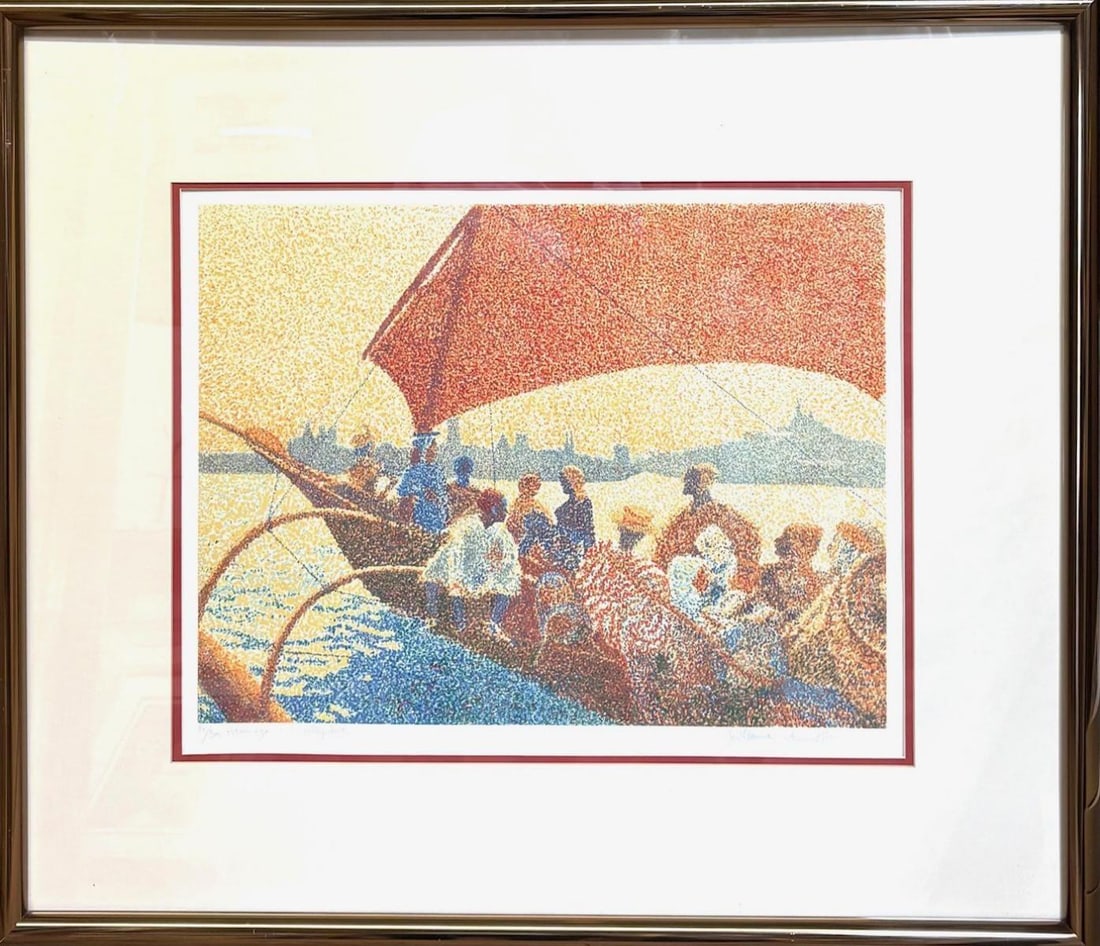 Guillaume Azoulay- Serigraph on paper: Artist: Guillaume Azoulay. Medium: Serigraph on paper. Measures approx. 28" x 38" (framed). Additional: Art in good condition. Frame shows signes of use sold as is. Reference#: 87200.