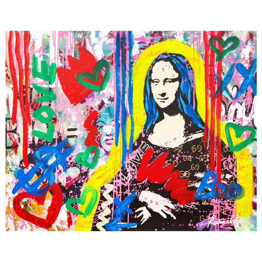 Nastya Rovenskaya- Original Mixed Media on Canvas "Mona": Artist: Nastya Rovenskaya. Medium: Original Mixed Media on Canvas. Title: Mona. Size: 16" x 20". Signature: Hand Signed by the artist. Certificate of Authenticity: From the publisher. Reference#: 8162