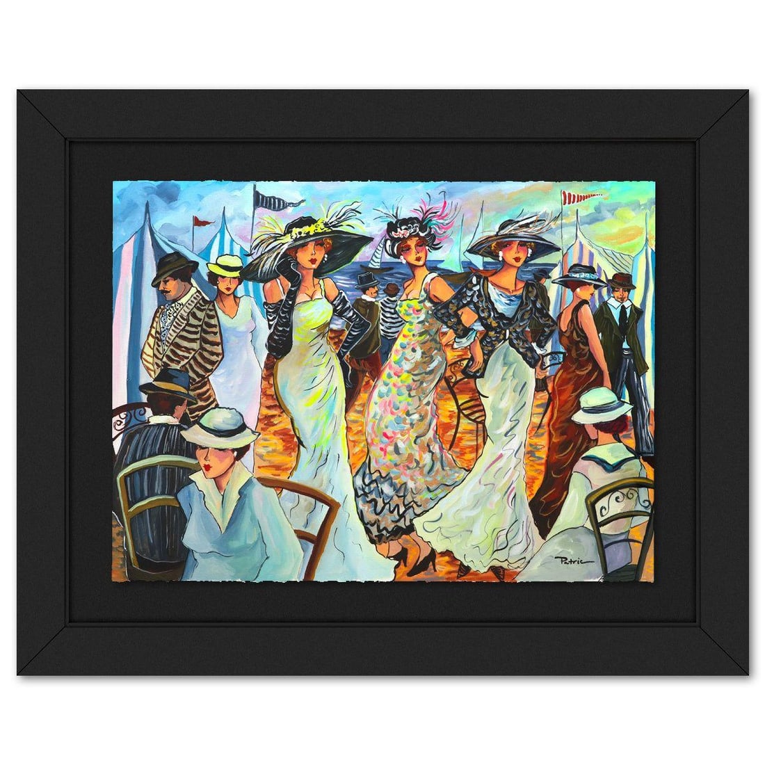 Patricia Govezensky- Original Watercolor on Paper "Colorful Syncopation": Artist: Patricia Govezensky. Medium: Original Watercolor on Paper. Title: Colorful Syncopation. Size: 22" x 30". Measures approx. 32" x 40" (framed). Signature: Hand signed. Certificate of Authenticit