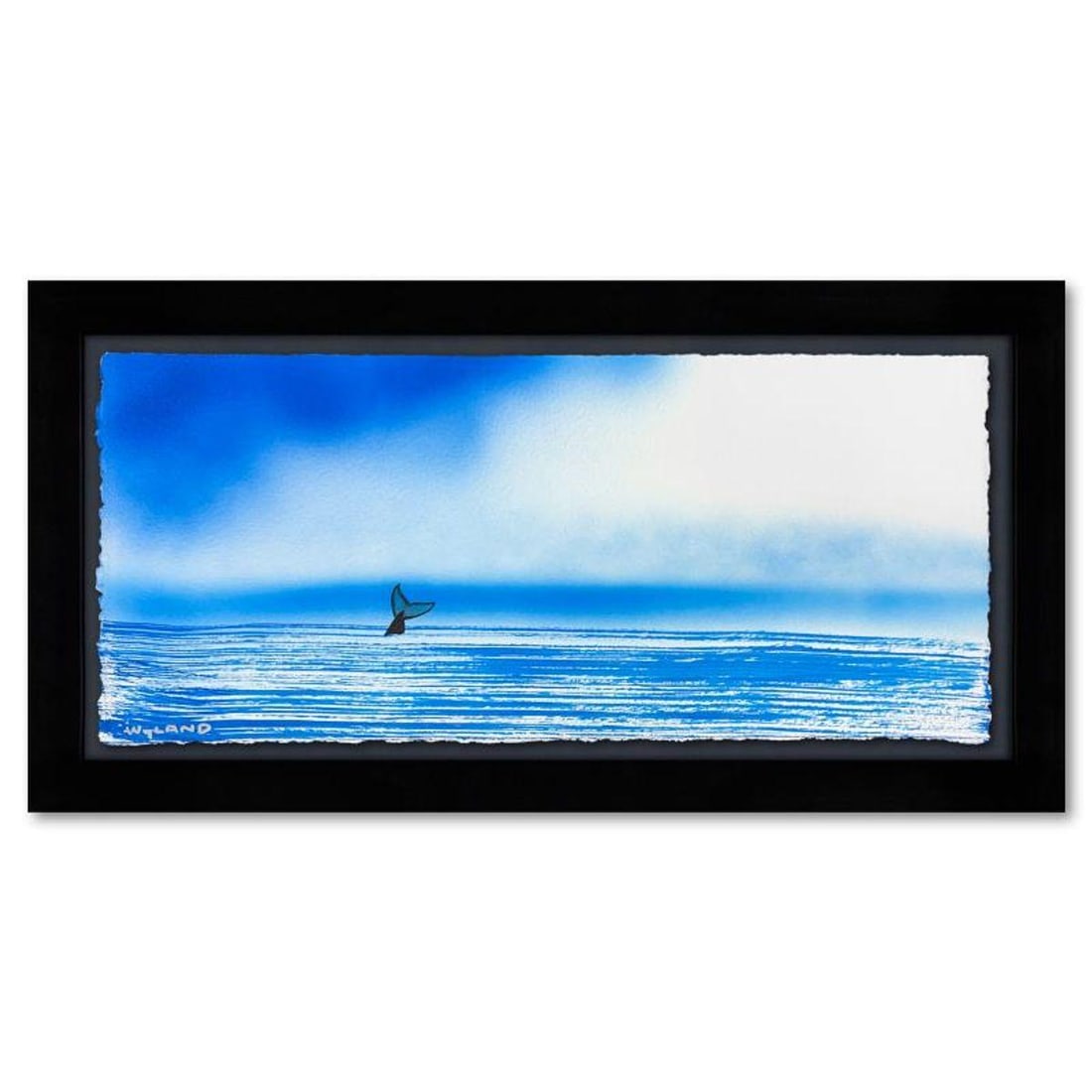 Wyland, "Fluke" Framed, Hand Signed Original Painting with Letter of Authenticity.: Fluke is an original painting acrylic on deckle edge paper by Wyland. Hand signed by the artist, the piece comes custom framed and with a letter of authenticity. Measures approximately 14.5" x 26.5" (