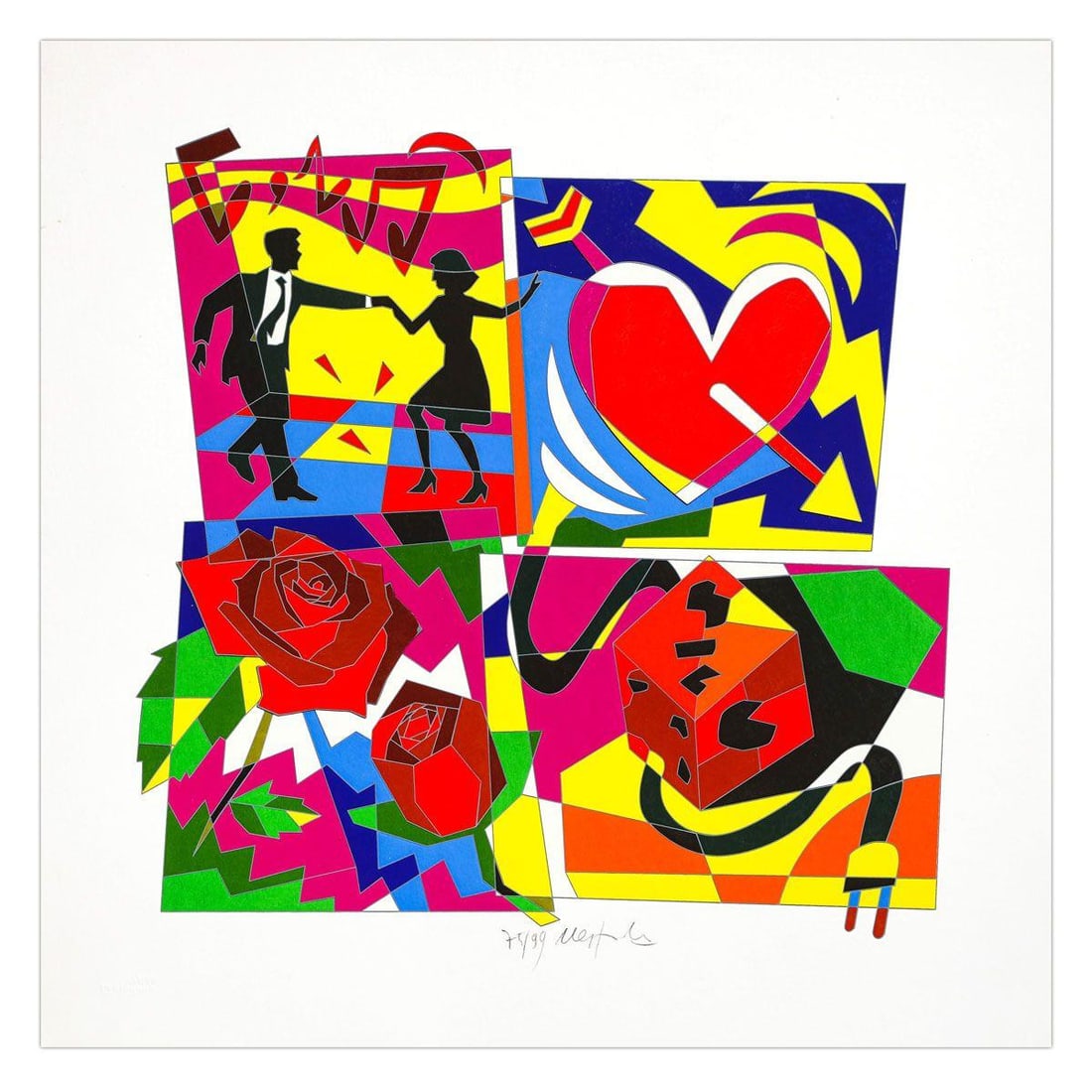 Ugo Nespolo- SIlkscreen on Paper "Lush Life" (1 of 1)