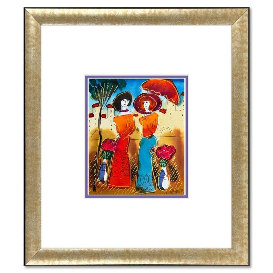 Moshe Leider, Framed Original Mixed Media Watercolor Painting, Hand Signed with Letter of: This is an original mixed media watercolor painting on paper by Moshe Leider. Hand signed by the artist, this piece comes custom framed and includes a Letter of Authenticity. Measures approximately