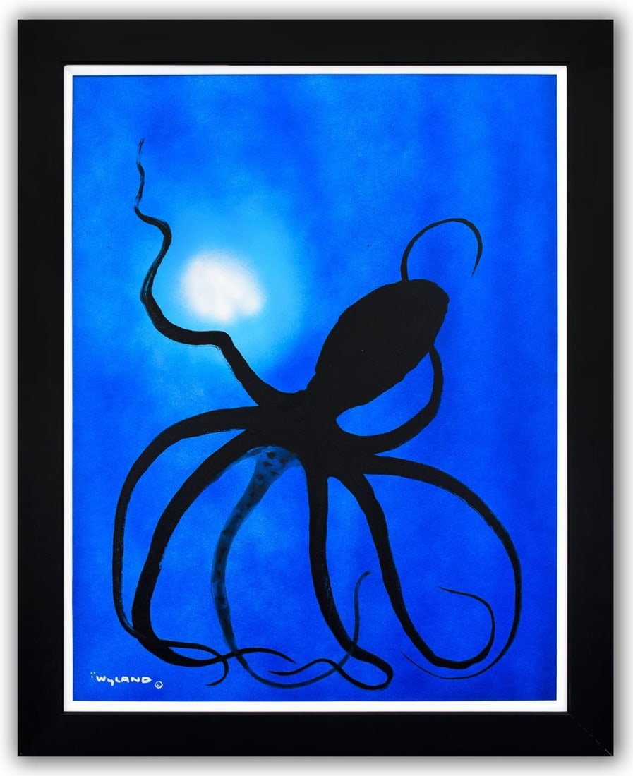 Wyland- Original Painting on Canvas "Octopus Swirl": Artist: Wyland. Medium: Original Painting on Canvas. Title: Octopus Swirl. Size: 30" x 40". Measures approx. 36" x 46" (framed). Signature: Hand Signed by the artist. Certificate of Authenticity: Is