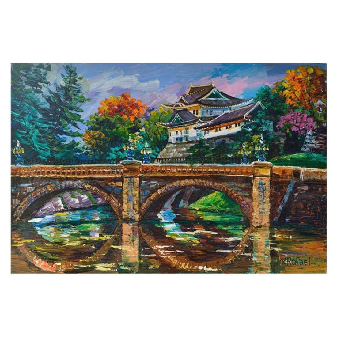 Yana Rafael, "Scenic China" Hand Signed Original Painting on Canvas with COA.: Scenic China is an original painting, acrylic on stretched canvas, by Yana Rafael. Hand signed by the artist, this piece is accompanied by certificate of authenticity and measures approximately 24" x