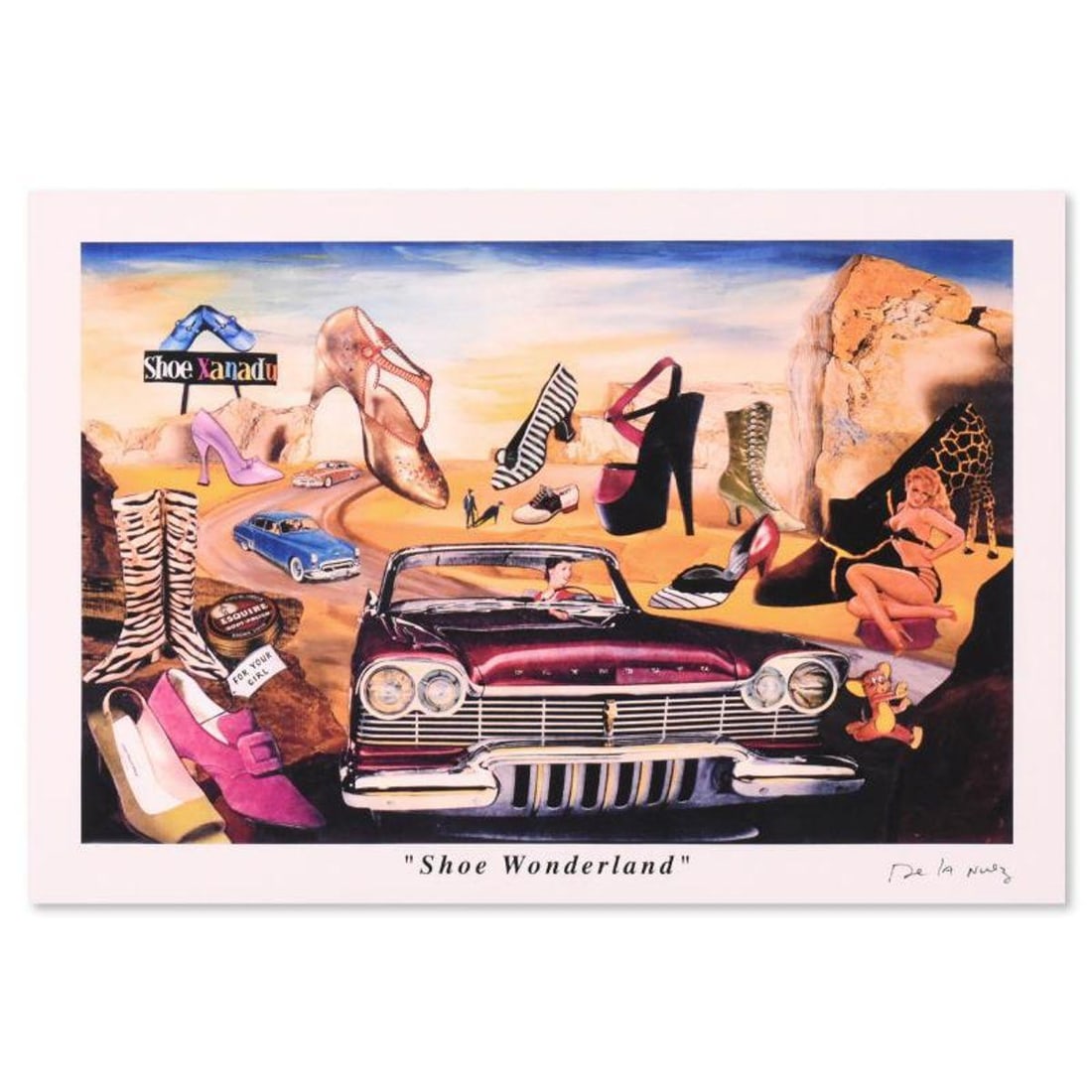 Nelson De La Nuez, "Shoe Wonderland" AP Limited Edition, Numbered and Hand Signed with Letter of: Shoe Wonderland is a limited edition artist proof on paper by Nelson De La Nuez, numbered and hand signed by the artist. Includes Letter of Authenticity. Measures approx. 15" x 10". Reference#: 90302.